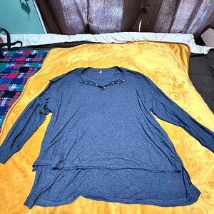 Free People Movement One Up Long-Sleeve Top, Black, Pockets Size Large